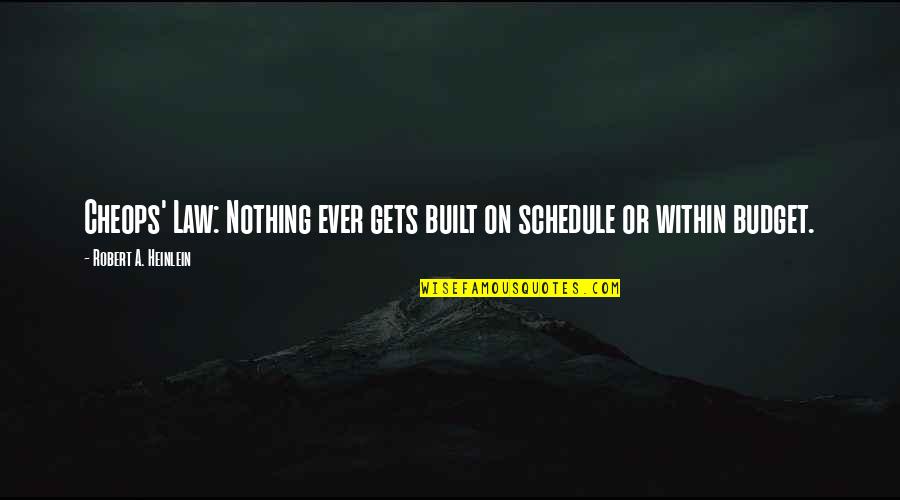 Building Industry Quotes By Robert A. Heinlein: Cheops' Law: Nothing ever gets built on schedule