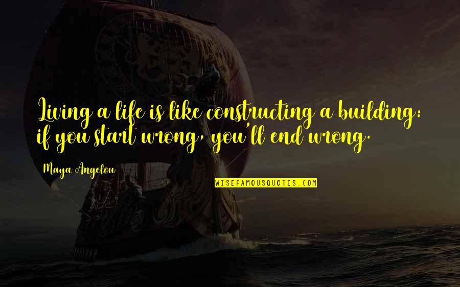 Building Life Quotes By Maya Angelou: Living a life is like constructing a building: