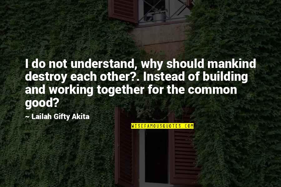 Building Our Life Together Quotes By Lailah Gifty Akita: I do not understand, why should mankind destroy