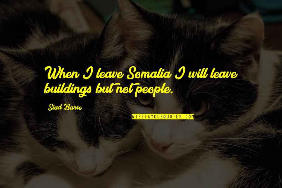 Building People Up Quotes By Siad Barre: When I leave Somalia I will leave buildings
