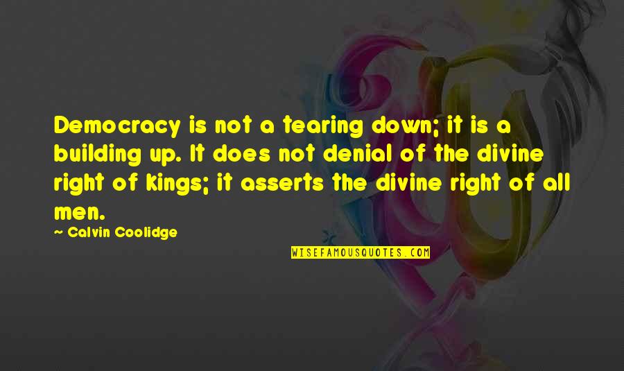 Building Up And Tearing Down Quotes By Calvin Coolidge: Democracy is not a tearing down; it is