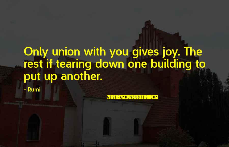 Building Up And Tearing Down Quotes By Rumi: Only union with you gives joy. The rest