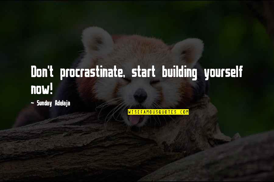 Building Your Life Quotes By Sunday Adelaja: Don't procrastinate, start building yourself now!