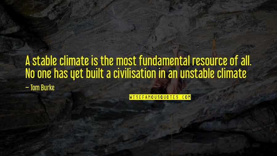 Built In Quotes By Tom Burke: A stable climate is the most fundamental resource