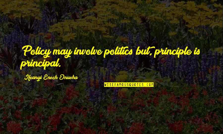 Built With Bricks Quotes By Ifeanyi Enoch Onuoha: Policy may involve politics but, principle is principal.