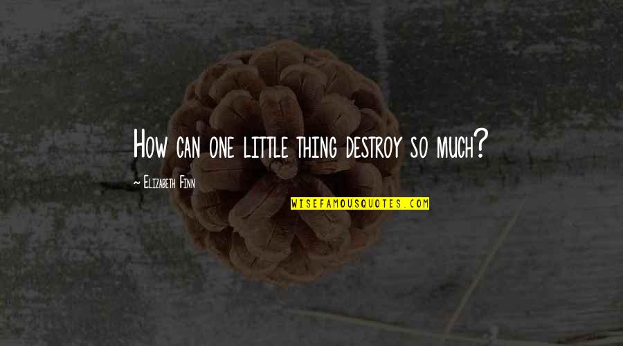 Bujdos K Quotes By Elizabeth Finn: How can one little thing destroy so much?