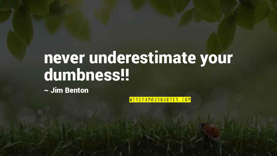 Bujutsu Certificate Quotes By Jim Benton: never underestimate your dumbness!!