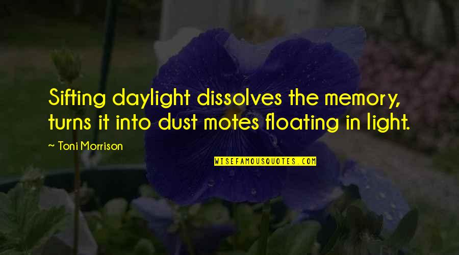 Bukovsky Youtube Quotes By Toni Morrison: Sifting daylight dissolves the memory, turns it into