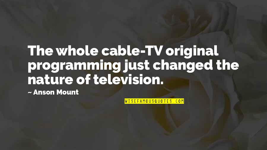 Bulaq Tikmek Quotes By Anson Mount: The whole cable-TV original programming just changed the