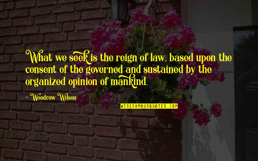 Bulat Steel Quotes By Woodrow Wilson: What we seek is the reign of law,