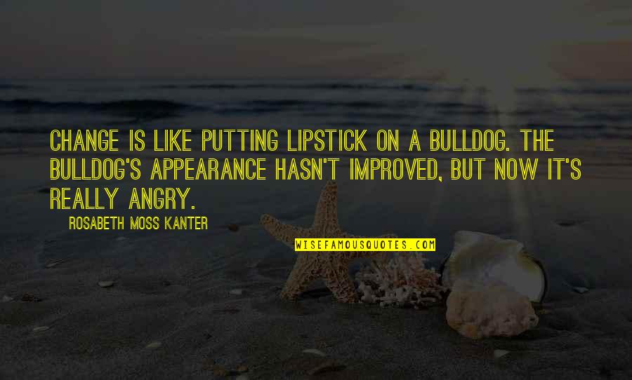 Bulldog Quotes By Rosabeth Moss Kanter: Change is like putting lipstick on a bulldog.