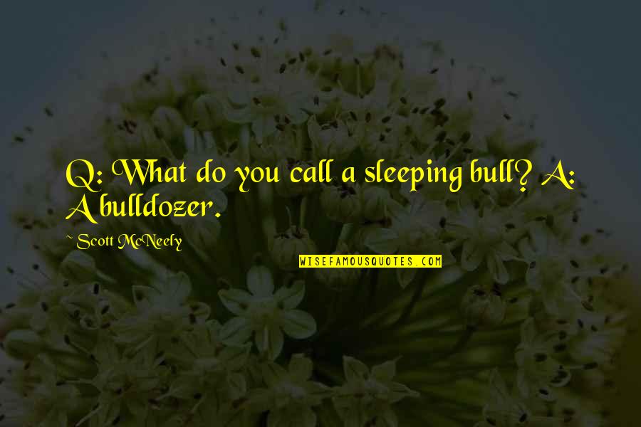 Bulldozer Best Quotes By Scott McNeely: Q: What do you call a sleeping bull?