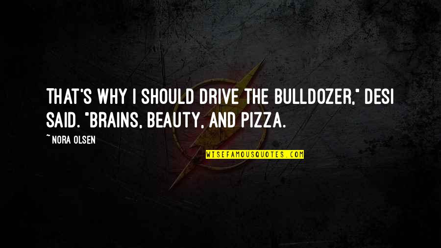 Bulldozer Quotes By Nora Olsen: That's why I should drive the bulldozer," Desi