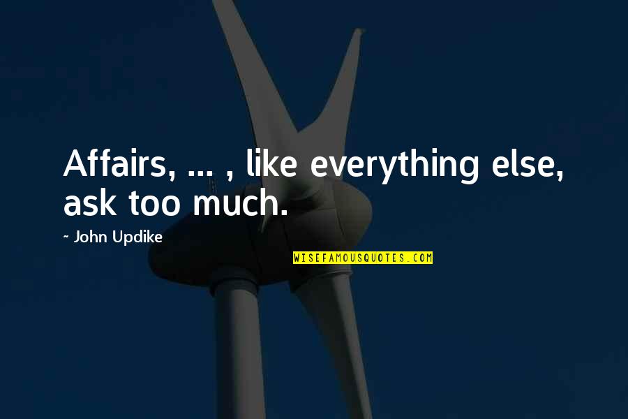 Bullicio Significado Quotes By John Updike: Affairs, ... , like everything else, ask too