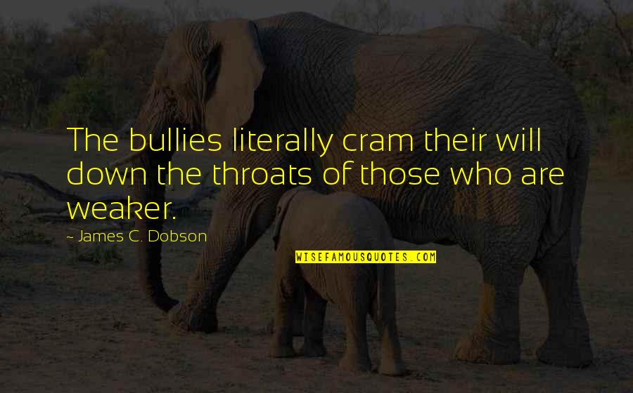 Bullies Quotes By James C. Dobson: The bullies literally cram their will down the