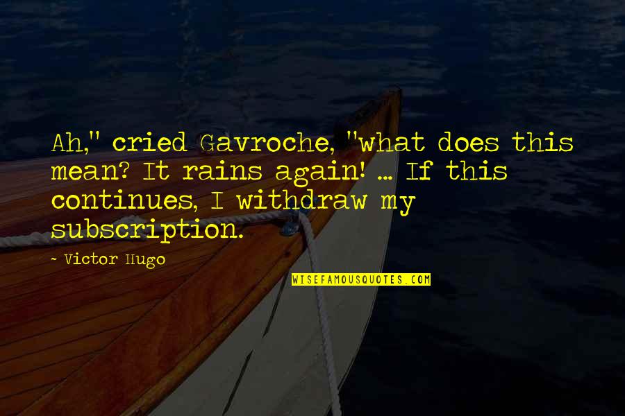 Bullocks To Stan Quotes By Victor Hugo: Ah," cried Gavroche, "what does this mean? It