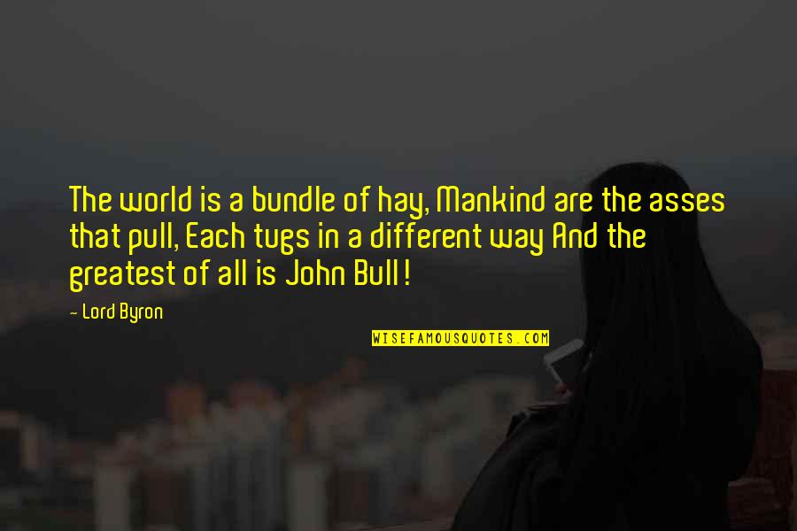 Bulls Quotes By Lord Byron: The world is a bundle of hay, Mankind