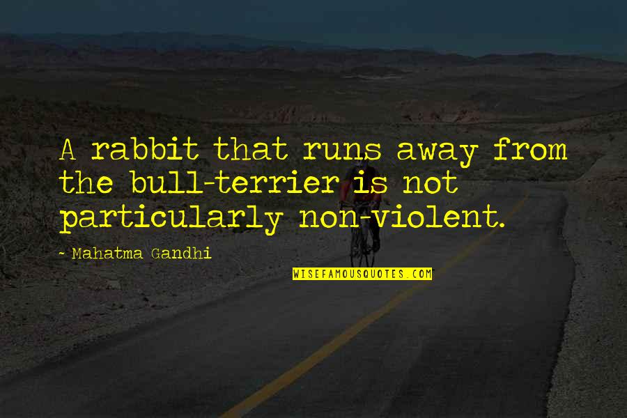 Bulls Quotes By Mahatma Gandhi: A rabbit that runs away from the bull-terrier