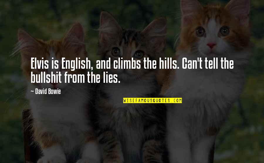 Bullshit And Lies Quotes By David Bowie: Elvis is English, and climbs the hills. Can't