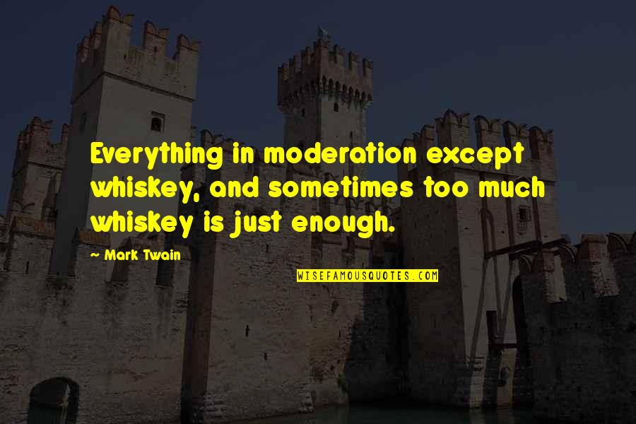Bully Boss Quotes By Mark Twain: Everything in moderation except whiskey, and sometimes too