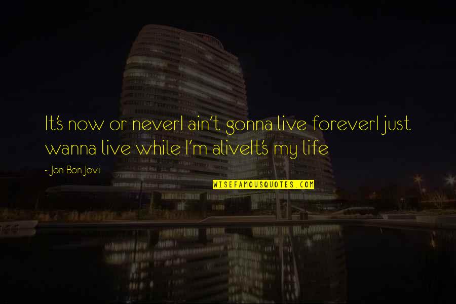 Bully Constantinos Quotes By Jon Bon Jovi: It's now or neverI ain't gonna live foreverI