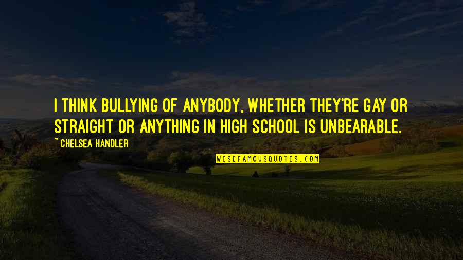 Bullying Is Quotes By Chelsea Handler: I think bullying of anybody, whether they're gay