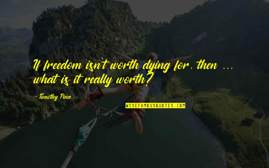 Bullying Is Quotes By Timothy Pina: If freedom isn't worth dying for, then ...