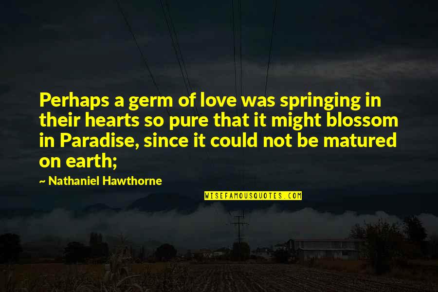 Bum Dudes Quotes By Nathaniel Hawthorne: Perhaps a germ of love was springing in