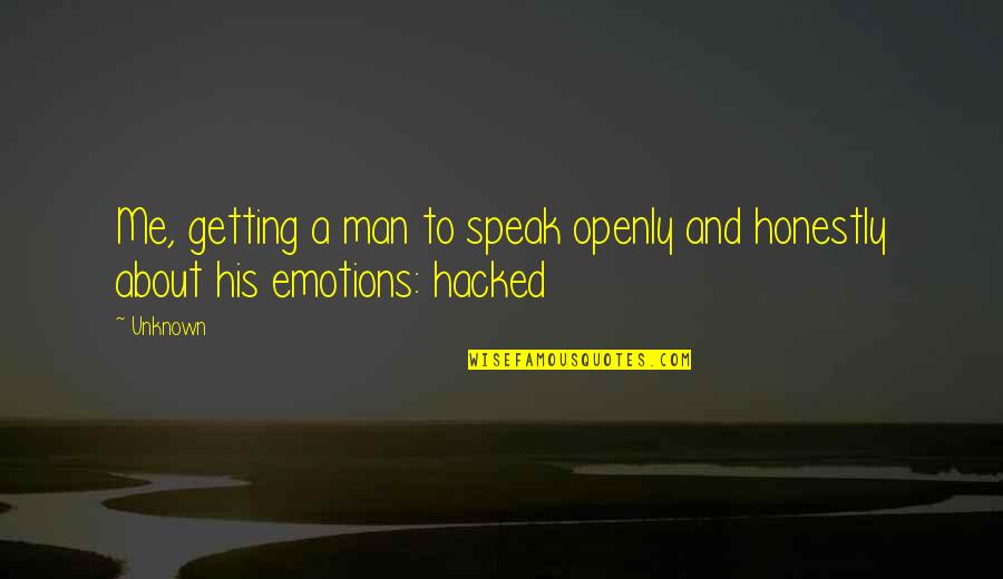Bumbac Quotes By Unknown: Me, getting a man to speak openly and