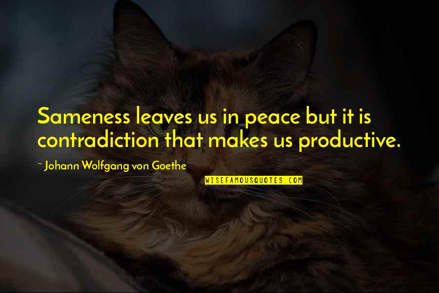 Bumf Quotes By Johann Wolfgang Von Goethe: Sameness leaves us in peace but it is