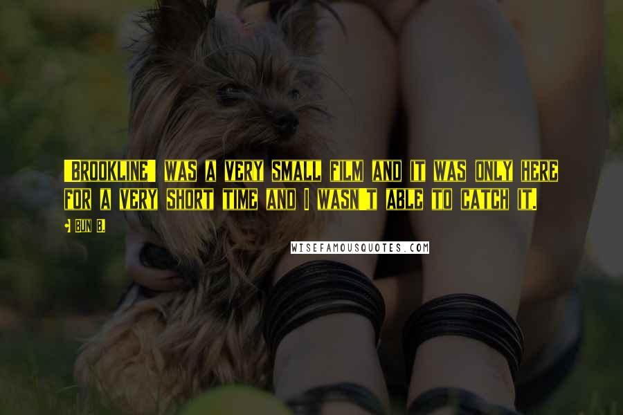 Bun B. quotes: 'Brookline' was a very small film and it was only here for a very short time and I wasn't able to catch it.