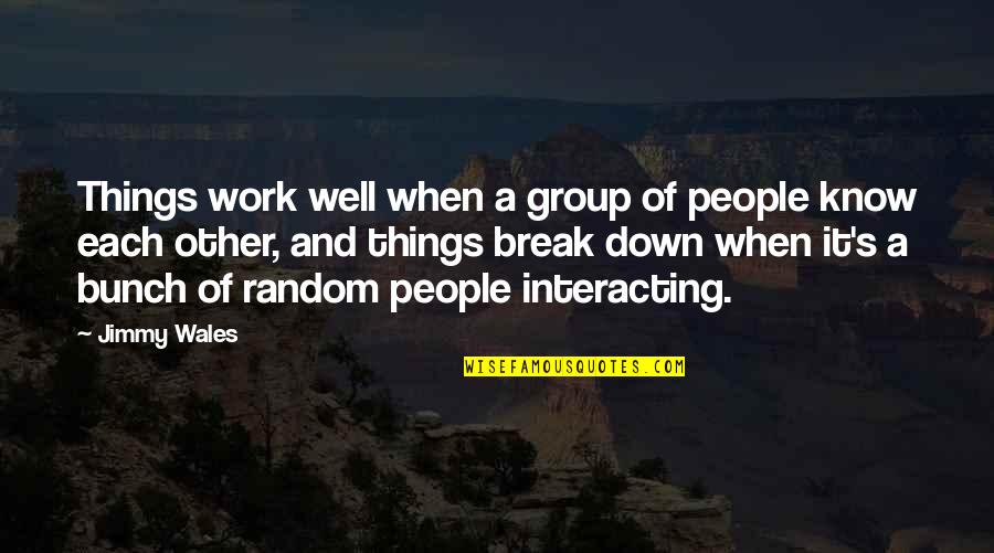 Bunch Quotes By Jimmy Wales: Things work well when a group of people