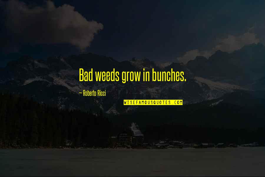 Bunches Quotes By Roberto Ricci: Bad weeds grow in bunches.