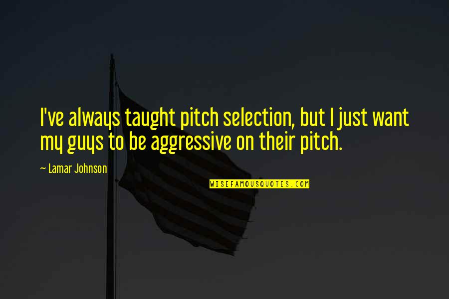 Bundt Cake Quotes By Lamar Johnson: I've always taught pitch selection, but I just