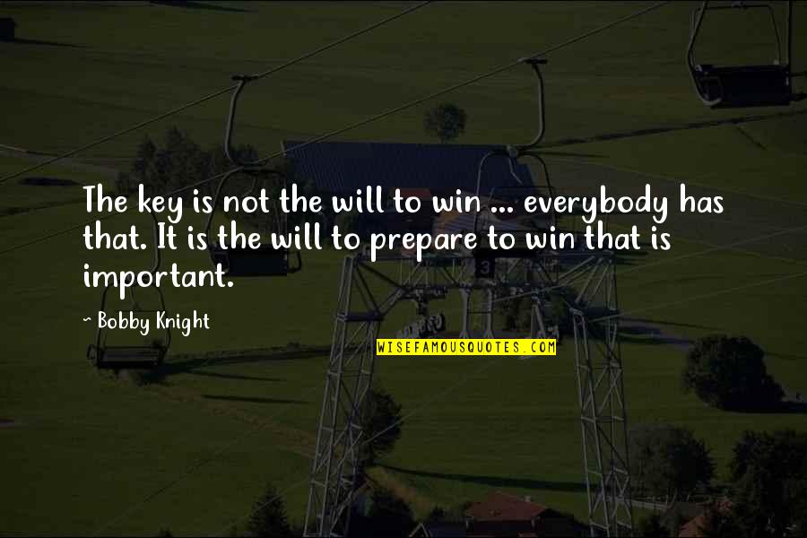 Bunkering Quotes By Bobby Knight: The key is not the will to win