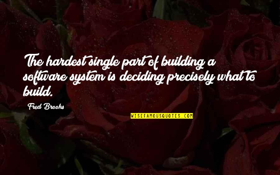 Bunkis Juris Quotes By Fred Brooks: The hardest single part of building a software Bunkis Juris Quotes By Fred Brooks: The hardest single part of building a software