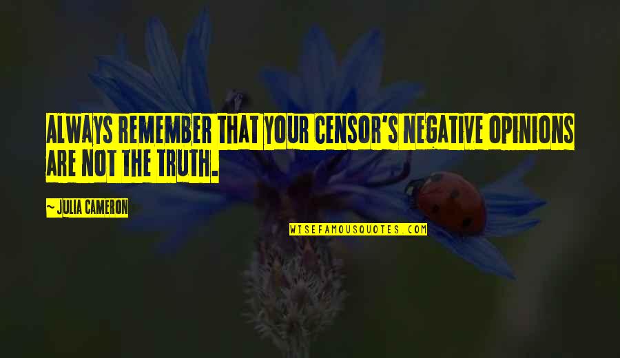 Bura Time Quotes By Julia Cameron: Always remember that your Censor's negative opinions are