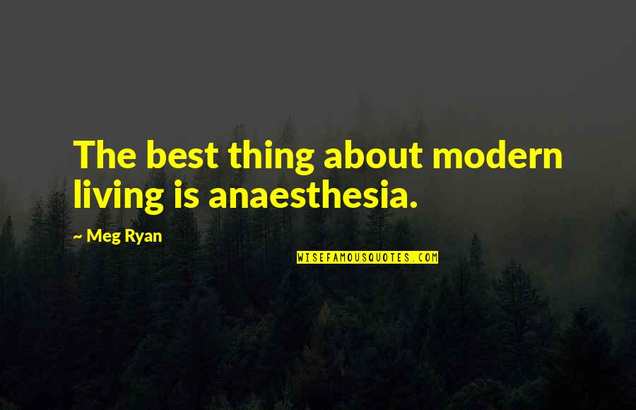 Burdan Manzara Quotes By Meg Ryan: The best thing about modern living is anaesthesia.