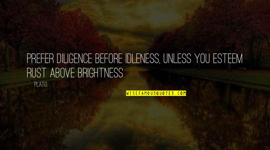 Burdekin Wonder Quotes By Plato: Prefer diligence before idleness, unless you esteem rust