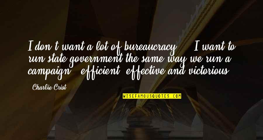 Bureaucracy's Quotes By Charlie Crist: I don't want a lot of bureaucracy ...