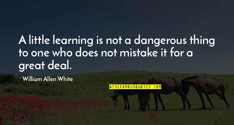 Bureaucratization Refers Quotes By William Allen White: A little learning is not a dangerous thing