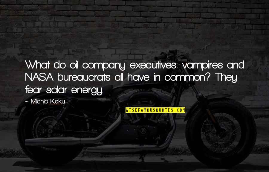 Bureaucrats Quotes By Michio Kaku: What do oil company executives, vampires and NASA