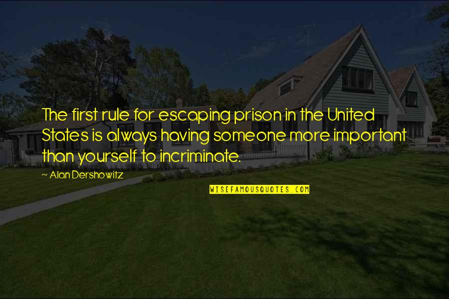 Burelle Sa Quotes By Alan Dershowitz: The first rule for escaping prison in the