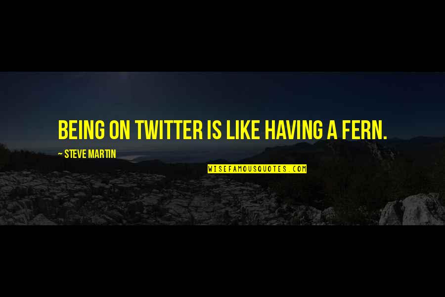 Burglarized Spider Quotes By Steve Martin: Being on Twitter is like having a fern. Burglarized Spider Quotes By Steve Martin: Being on Twitter is like having a fern.
