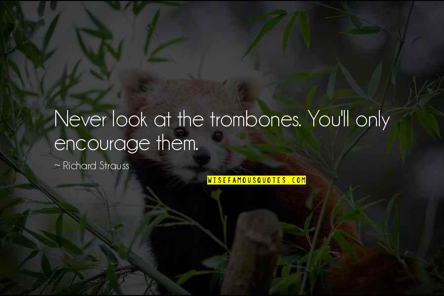 Burgoalarm Quotes By Richard Strauss: Never look at the trombones. You'll only encourage