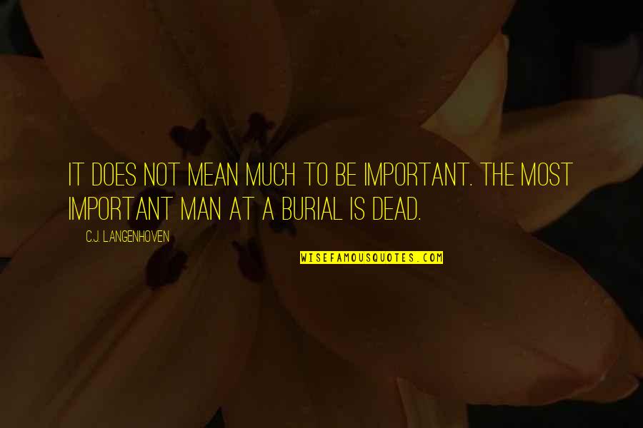 Burial Quotes By C.J. Langenhoven: It does not mean much to be important.