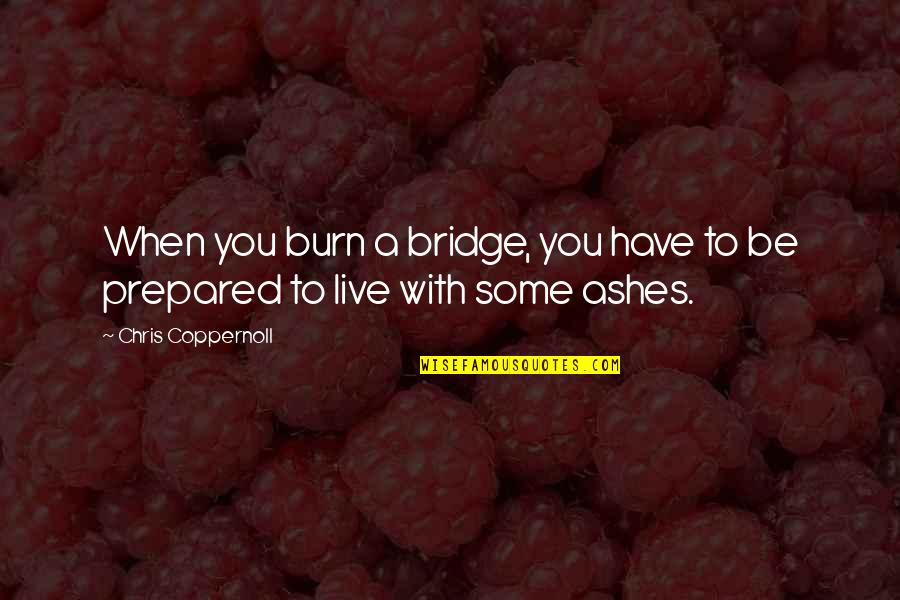 Burn Bridge Quotes By Chris Coppernoll: When you burn a bridge, you have to Burn Bridge Quotes By Chris Coppernoll: When you burn a bridge, you have to