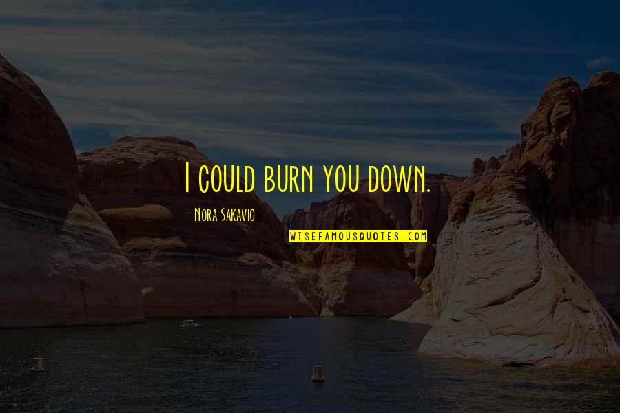 Burn It Down Quotes By Nora Sakavic: I could burn you down. Burn It Down Quotes By Nora Sakavic: I could burn you down.