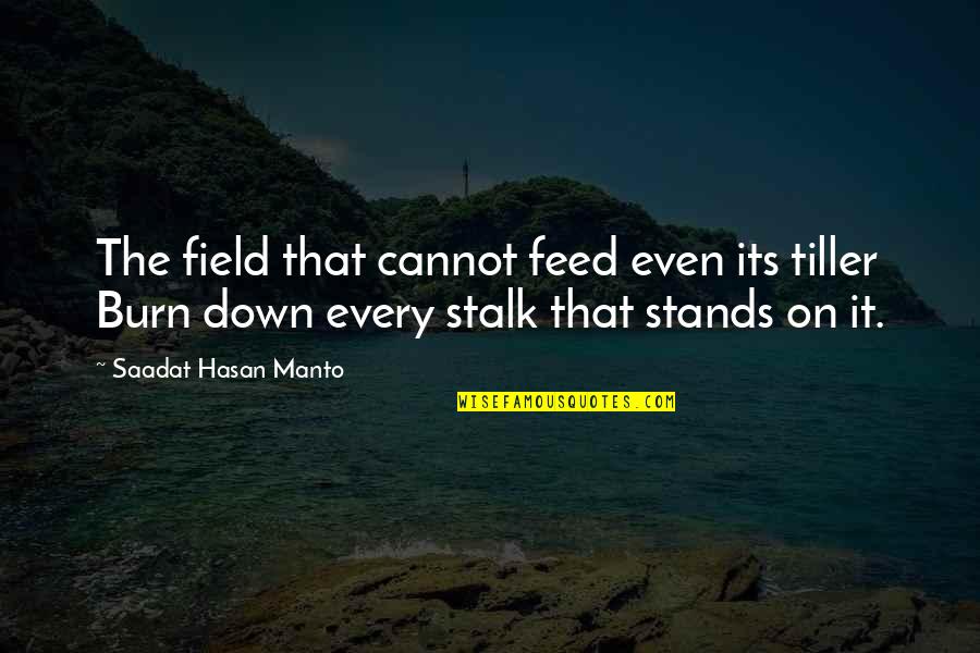 Burn It Down Quotes By Saadat Hasan Manto: The field that cannot feed even its tiller Burn It Down Quotes By Saadat Hasan Manto: The field that cannot feed even its tiller