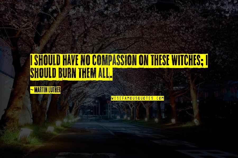 Burn The Witch Quotes By Martin Luther: I should have no compassion on these witches;